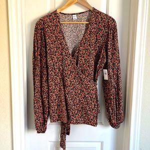 Floral wrap blouse